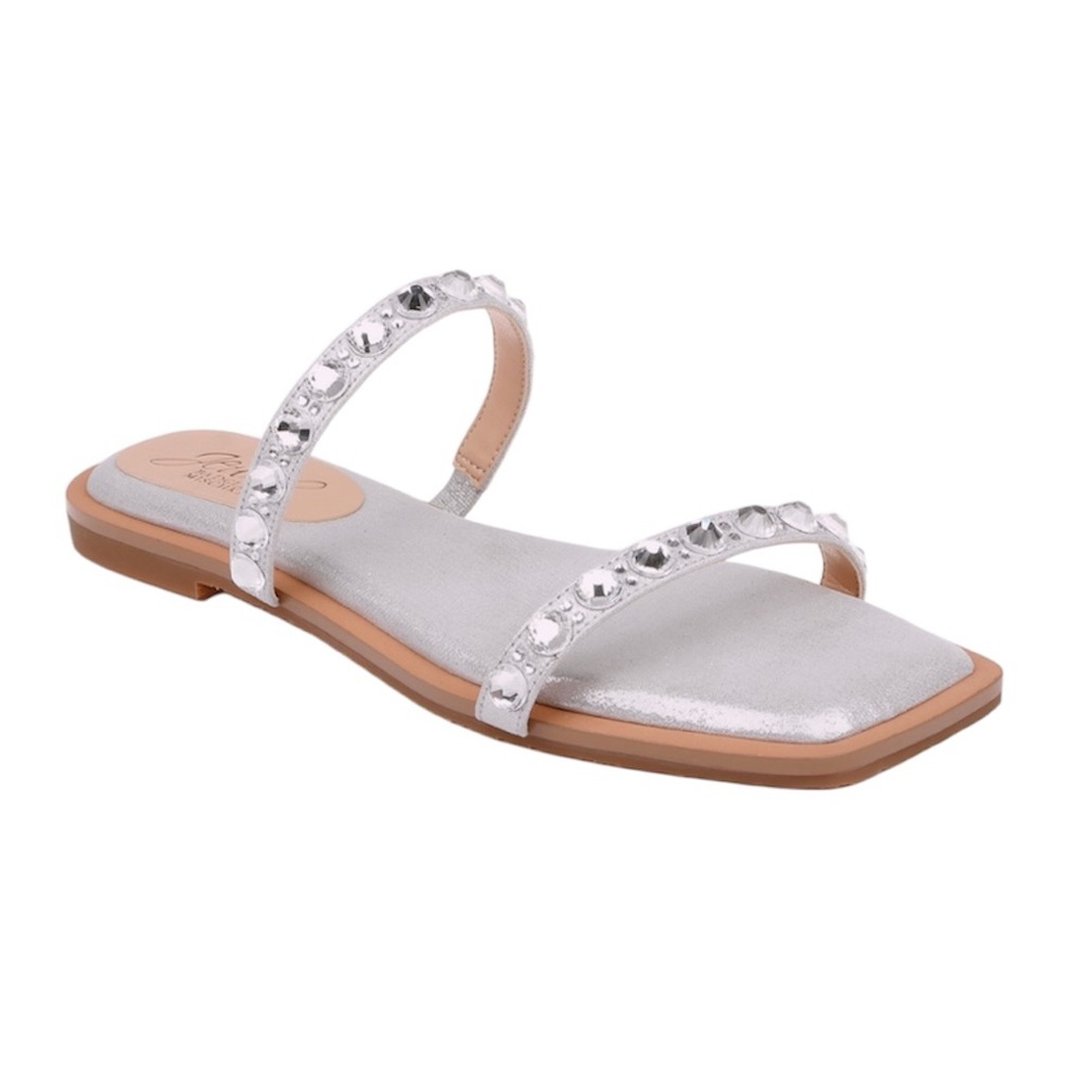 Jewel Badgley Mischka Silver Flats